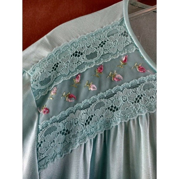 Vintage‎ Vanity Fair Robe Night Gown Aqua Teal M - Picture 3 of 5